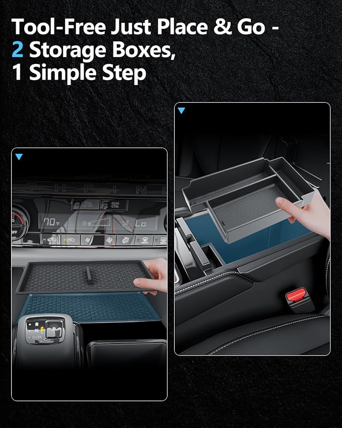 SKTU 2-Pack for 2026 Nissan Pathfinder Center Console Organizer for 2026+ Nissan Pathfinder SV Console Tray & Wireless Charging Mat Nissan Pathfinder 2026 Accessories ABS Tray (Only for Pathfinder SV)