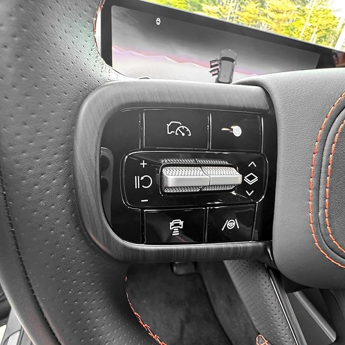ABS Car Steering Wheel Frame Cover Steering Wheel Button Panel Protection Frame Molding Trim Compatible with GV70 Sport 2025 [PE] Accessories (Wood Grain Style)