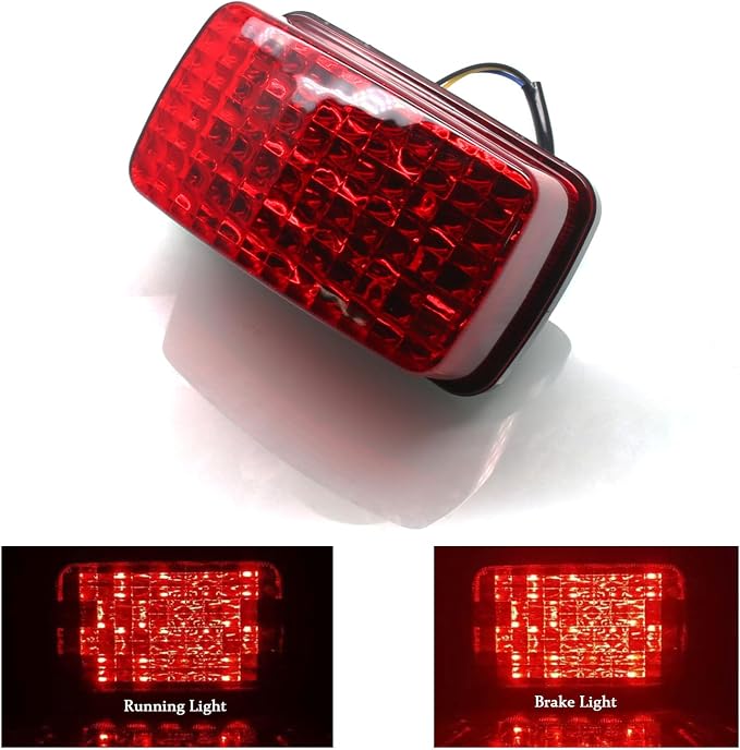 MZS ATV Tail Light, Quad Taillight LED Brake Accessories Red Lens Compatible with Big Bear Bruin Grizzly Kodiak Rhino Viking Wolverine, Replacement for 5KM-84710-01-00 5KM-8472C-10-00