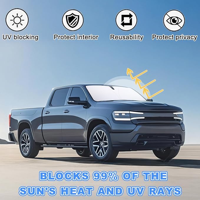 PIMCAR Compatible with 2019-2026 Dodge RAM 1500 Center Console Organizer and Windshield Sun Shade Interior Accessories