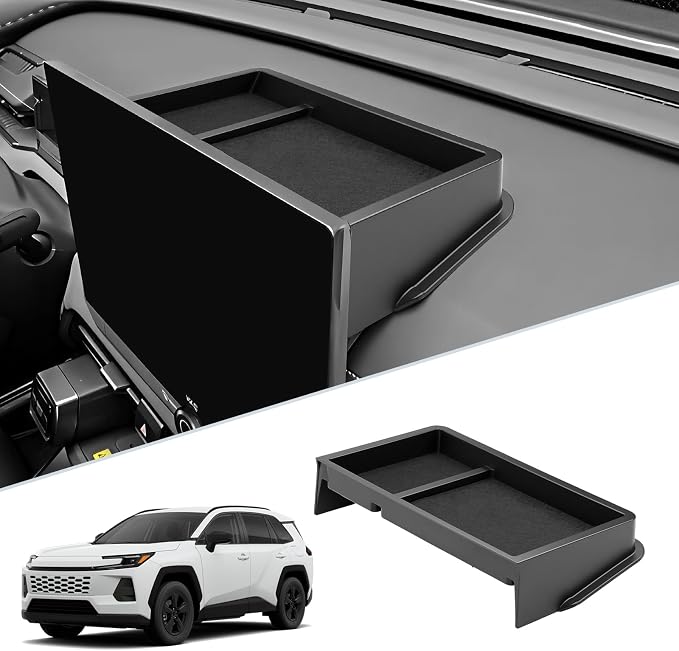 SKTU for 2026 Toyota RAV4 Dashboard Organizer 10.5" for 2026+ RAV4 (LE/SE/XLE Premium/Woodland) Behind Screen Organizer Toyota RAV4 2026 Accessories 2026 RAV4 Dashboard Storage Box (Not Fit 12.9")