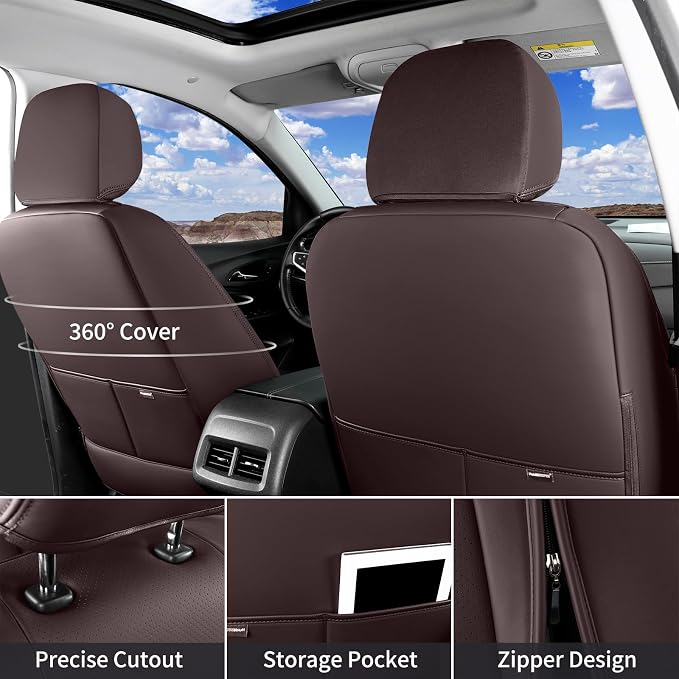 Huidasource Nissan Titan Seat Covers, Waterproof Leather Covers Custom Fit for Nissan Titan/Titan XD 2016-2024 SV PRO-4X SL Platinum Reserve Crew Cab (Fullset/Coffee)