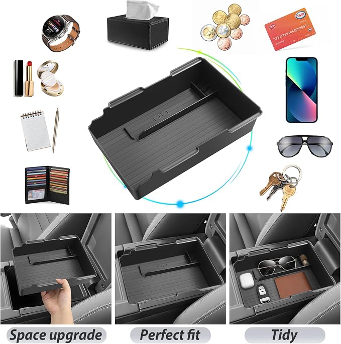 SKTU for 2024 2025 2026 Honda Prologue Center Console Organizer for 2024 2025 2026 Honda Prologue (EX/Touring/Elite) & ZDX Console Tray 2024 2025 2026 Prologue Accessories with Sunglasses Holder