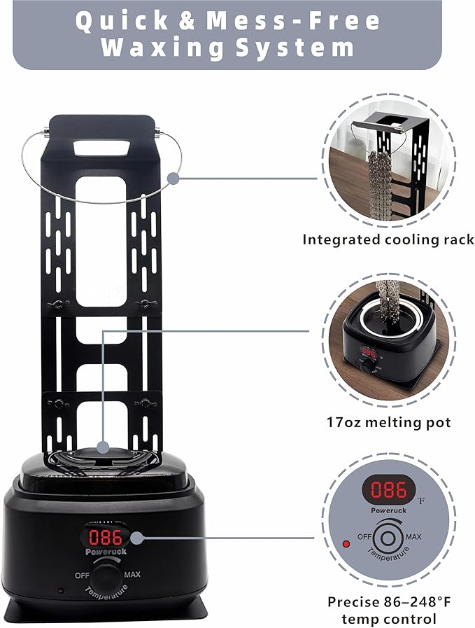 Bicycle Chain Wax Melting Pot, Waxing Melter with Precise Temperature Control, 17oz for 90-120 Links Bike Chain, Quick Melting and Bicycle Chain Cooling Hanger Stand