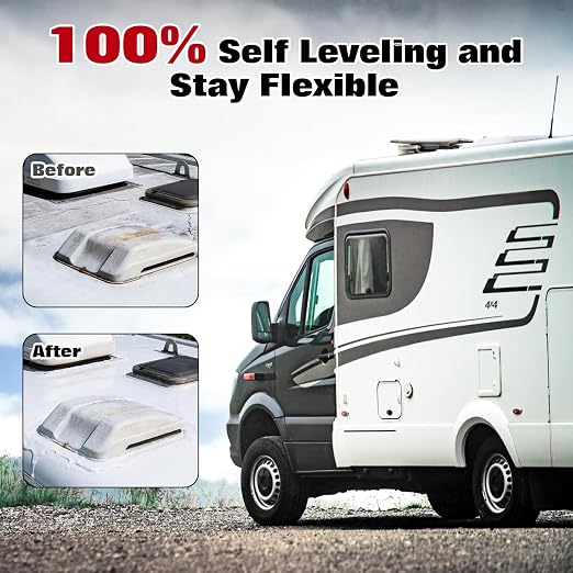 12 Pack RV Roof Sealant,Self Leveling Lap Sealant for RV Roofs,White RV Caulking Sealant Waterproof for Camper, Trailer & Motorhome