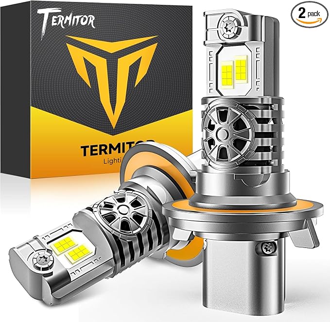 Termitor 2026 9008/H13 Light Bulbs High/Low Beam, 50,000LM 1200% Brightness, 60K+ Hours Lifespan, 6500K Cool White, Real 1:1 Mini Size, 3Min+ Quick In