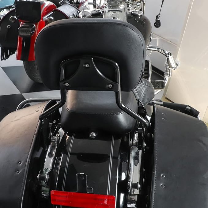 AUFER Detachable Upright Passenger Backrest Sissy Bar w/Back Rest Pad Compatible With For Touring Road King Street Glide Electra Glide Road Glide FLHR FLHX FLHT FLTR 2009-2026 (Black） | High Quality Metal Backrest Sissy Bar,Easy to Install And Disassemble