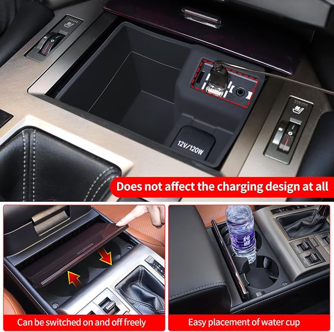 Central Control Water Cup Mat Is Applicable to Internal Modification of 2014-2021 Lexus GX460 Silicone Non-Slip Mat Storage Box Protective Pad Lexus GX460 Accessories (2014-2021)