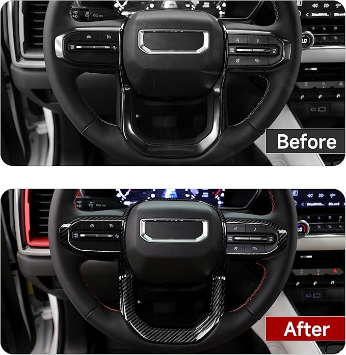 Car Car Steering Wheel Decal Sticker ABS Carbon Fiber Interior Trim Cover for Chevrolet Colorado/GMC Canyon 2023 2024 2025 2026 Accessories