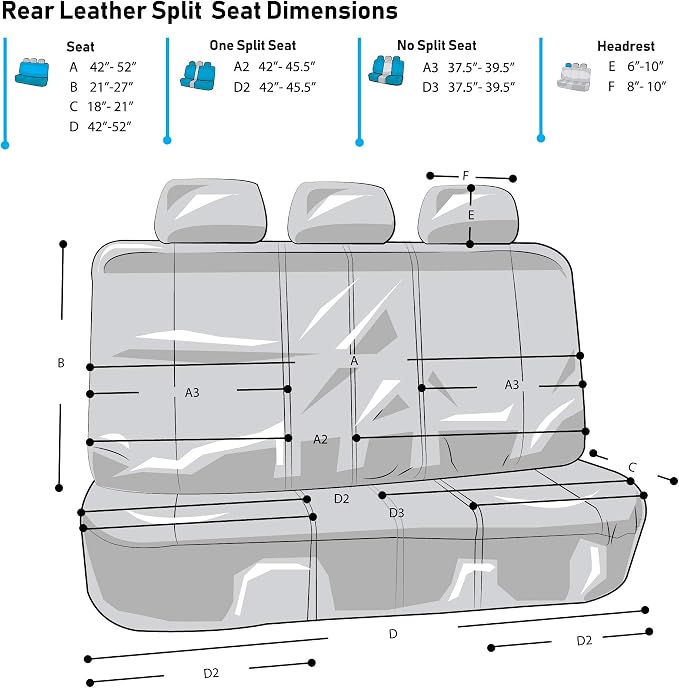 FH Group Highest Grade Faux Leather Split Bench Seat Cover, Rear Set – Universal Fit for Cars Trucks & SUVs (Orange/Black) PU008013