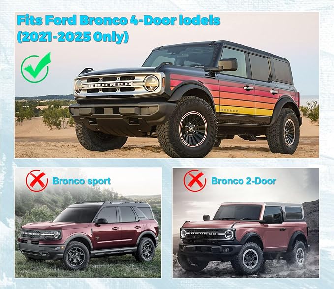 GZSH 2025 Upgrade Center Console Organizer fit for 2025 Ford Bronco 4 Door and 4 PCS Door Handle Storage Box fit for Ford Bronco 2021-2025 (Not for Sport)