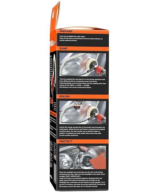 Visbella Auto Vehicle Headlight Restoration Kit, DIY Car Care Electric Repair Kit to Restore Oxidation Hazy Yellow Scratch for Headlights, Taillights, Fog or Directional Lights (Electric Solution)