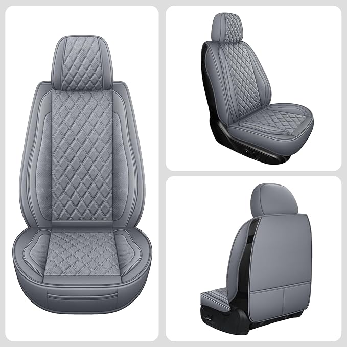 MIROZO Silverado Sierra Front Seat Covers,2PCS Truck Seat Covers Waterproof Pickup Seat Covers Compatible with 2007-2026 Chevy Silverado GMC Sierra 1500 2500HD 3500HD (Grey,2PCS Front)