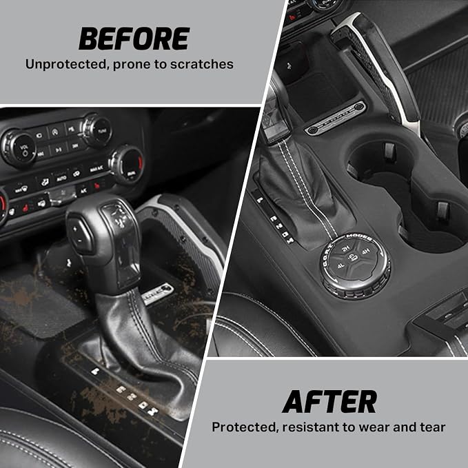 Silicone Car Gear Shift Panel Trim Cover for 2026 2025 2024 Ford Bronco Interior Accessories Center Console Side Storage Box Organizer Black Protective Pad
