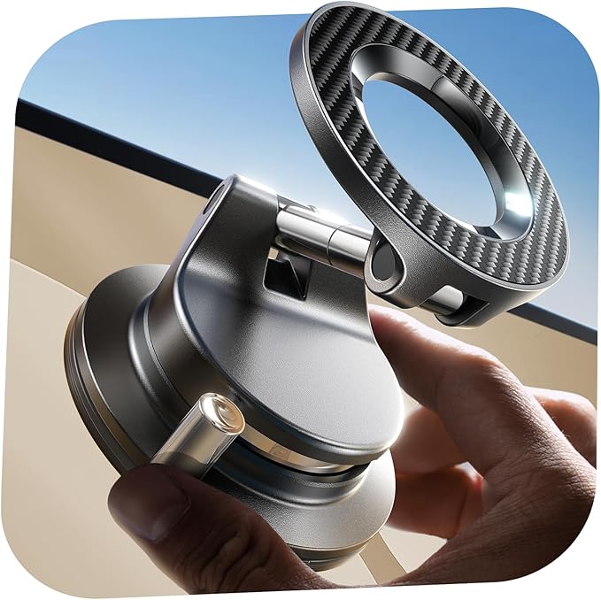 LISEN for Magsafe Car Mount, Magnetic Phone Holders for Your Car Vacuum, Phone Mount for Car Accessories for Women Men Jeep BMW, Suction Holder Kits, for iPhone 17 Pro Max 16 15 14 13 12,Carbon Fiber