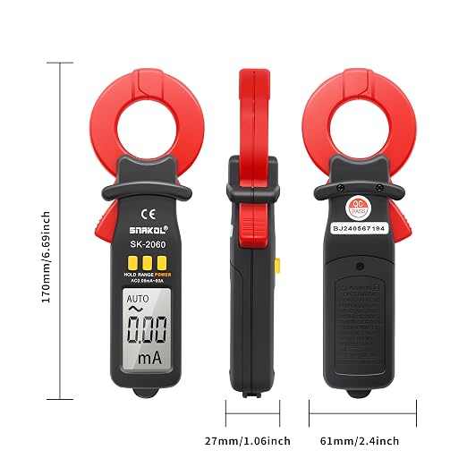 Digital AC Leakage Low Current Clamp Meter 0.01mA Resolution ACA MAX 60A 1999 Counts Auto Range Data Hold Ammeter Clampmeter Amperimetro Amperemetre Professional Micro Current Tester