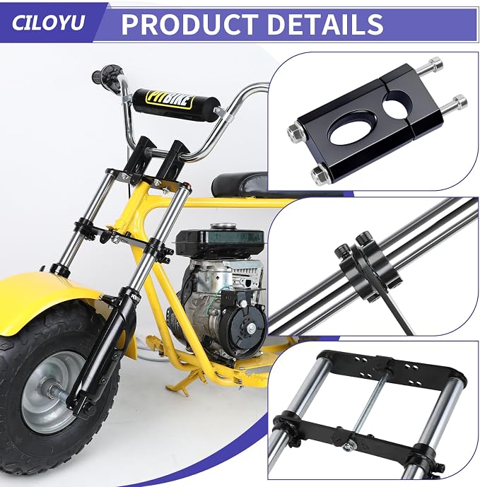 Mini Bike Front Forks Suspension Kit Compatible with Coleman CT100U Baja DB30 Monster Moto MMB80 MMB105 Motovox MBX10 MBX11 GMB100 TrailMaster Storm 200 Minibike Parts with 7/8 Handlebar Risers