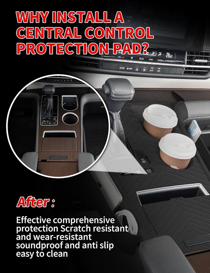 Silicone pad for Central Control for 2026 2025 2024 2023 2022 2021 Toyota Sienna Storage Box Accessories Silicone Protective Cover for Interior Decoration of Gear Shift (Black)