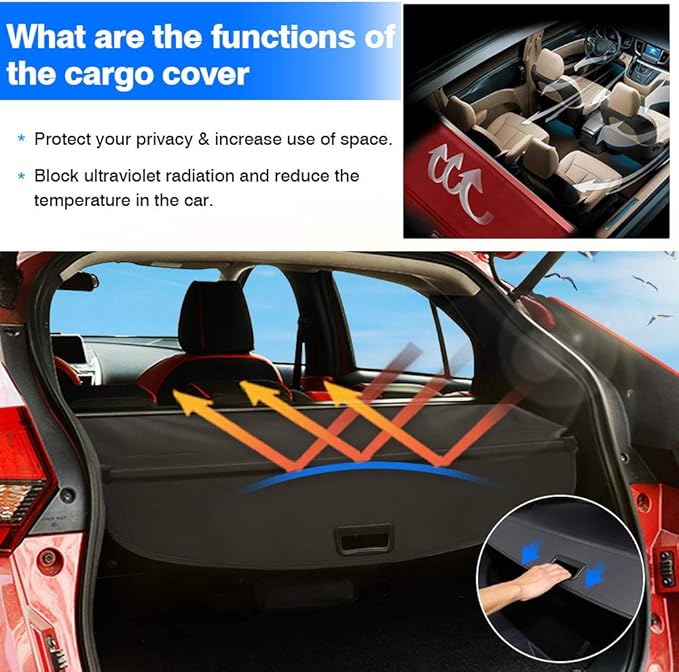 Powerty Retractable Cargo Cover for 2018-2026 Mitsubishi Eclipse Cross, Canvas Texture Trunk Cover Privacy Screen Rear Security Shade for Eclipse Cross Accessories
