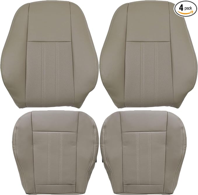 Driver & Passenger Bottom & Top Replacement Leather Seat Cover Tan Color Code ALLL or MLLL Compatible with Chrysler Town & Country 2011 2012 2013 2014 2015 2016