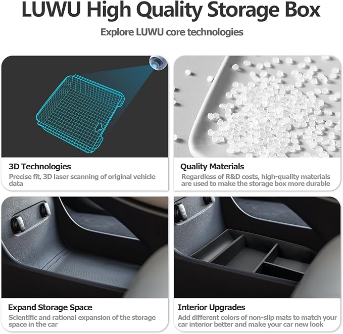 LUWU 2020-2025 Hyundai Palisade SE/SEL/XRT/Limited/Calligraphy Center Console Organizer Armrest Organizer Insert Tray with 4 Compartments,Palisade 2025 Accessories Black