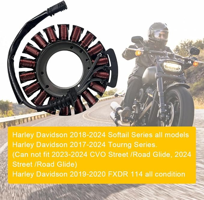 Stator Replacement for Harley Davidson 2017-2022 Road King/Road Glide/Street Glide,2018-2022 Softail,2017-2022 Tri Glide Ultra/Freewheeler,2019-2022 Electra Glide,Compatible with OEM 29900042