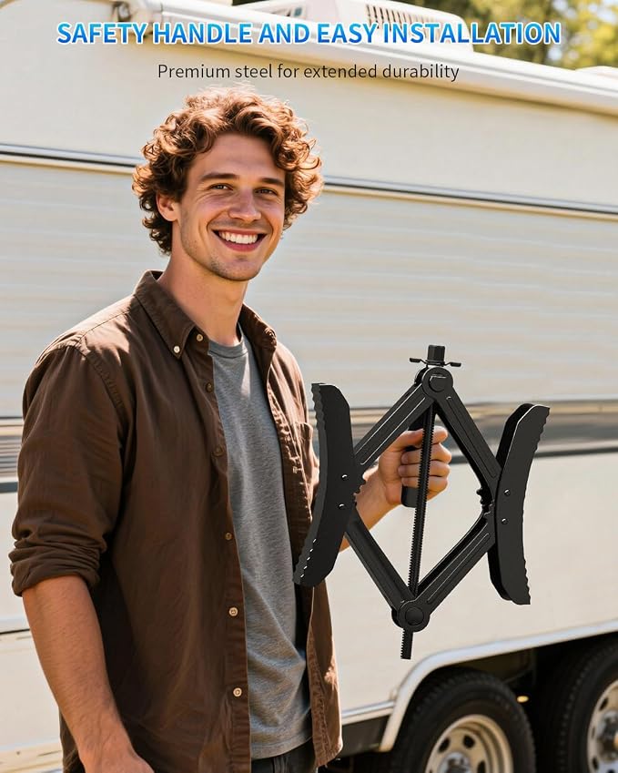 BEBOBLY Camper RV Wheel Chock Stabilizer 2 Sets, Heavy Duty X-Shaped Camper Wheel Chocks with Wrench for Travel Trailer, Fits 3.5" to 12" Wheel Gaps, Anti-Move Tire Wheel Chock