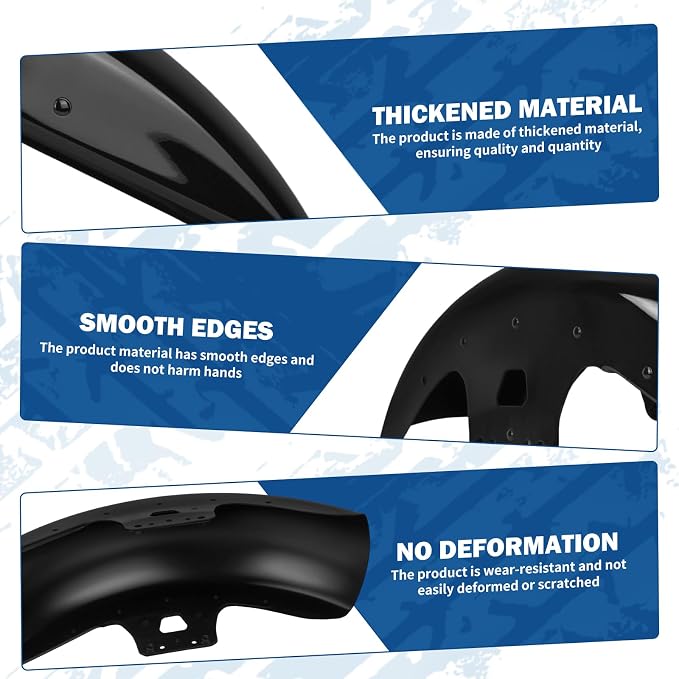 19 inch Front Fender Motorcycle Mudguard for Bagger Models Fit for Harley Touring Road King Electra Glide Street Glide Road Glide 2014-2023, Vivid Black