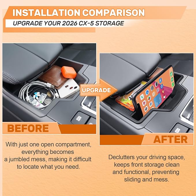 Front Center Console Organizer and Center Console Organizer for 2026 Mazda CX-5 Accessories