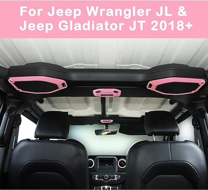 CheroCar 21PCS Full Set Interior Decoration Trim Kit for 2018-2026 Jeep Wrangler JL JLU & Gladiator JT Steering Button Frame, Air Conditioning Vent, Reading Light,Speaker (Pink)