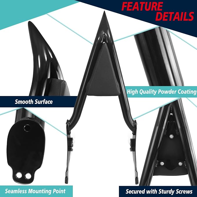 YHMOTO Detachable Passenger Backrest Sissy Bar for Harley Touring Road King Road Glide Street Glide Electra Glide CVO 2009-2026