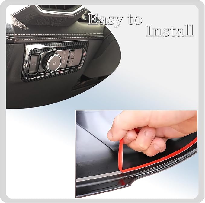MUXEE Headlight Switch Cover，for Ford Mustang 2024 2025 2026，Car Headlight Switch Buttons Panel Cover Trim - Carbon Fiber Sport Interior Set Accessories