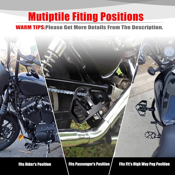 Goldfire Motorcycle Driver Floorboards Mini MX Style Footrest Boards Front Rear Foot Pegs for Harley Touring Road King Sportster 883 Dyna Softail (MINI Floorboards)