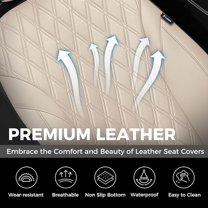 FLORICH Car Seat Covers Front Seat, Leather Seat Covers for Cars, Waterproof Car Seat Protector Breathable, Front Seat Covers for Cars, Automotive Seat Covers Universal Fit for Most Car SUV Truck