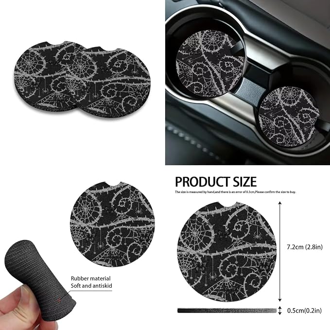 Butterfly Spider Web Pattern 10 Pcs Car Seat Covers Full Sets Breathable Car Seat Protector + Steering Wheel Cover + Air Vent Storage Bag + Trash Can + Coaster + Wristlet Keychain