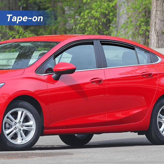 Window Visors Rain Guards for 2016 2017 2018 2019 Chevy Cruze Sedan, Out-Channel Window Vent Wind Deflectors Visors Shades for 16 17 18 19 Cruze (Excludes Classic Model)