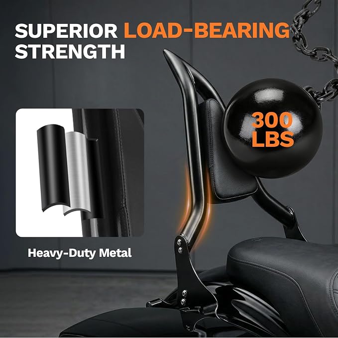 26" Detachable Sissy Bar Motorcycle Rear Passenger Backrest Replacement For Harley Touring Models 2009-2025 Road King Ultra CVO Limited Street Glide Road Glide Electra Glide