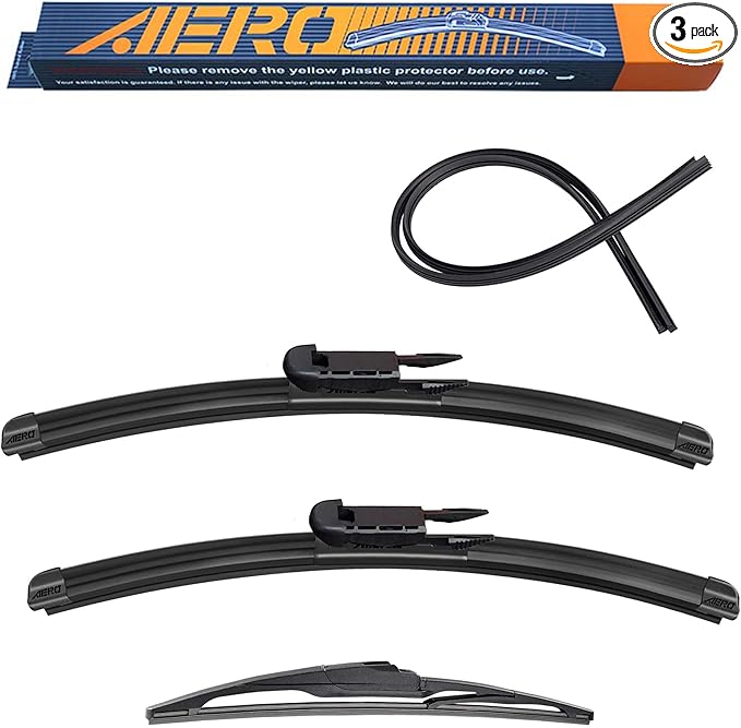 AERO Avenger Wipers OEM Replacement for Ford C-Max 2018 2017 2016 2015 2014 2013, 28"+26" Front + 12" Rear, All-Season Windshield Wiper Blades with Extra Squeegee Refills + 1-Year Warranty (Set of 3)