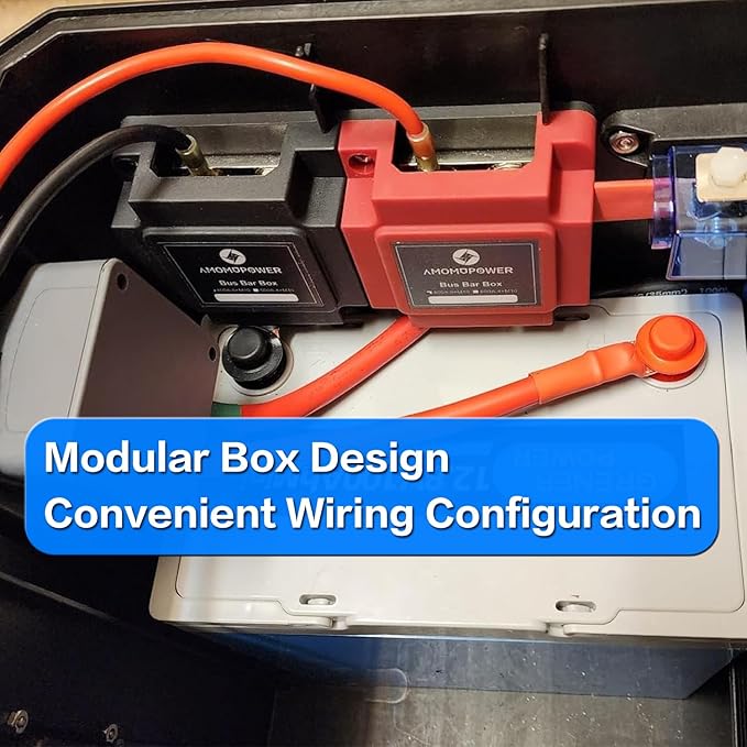 600A Bus Bar 12V Waterproof Power Distribution Block with 4 x M10(3/8") Terminal Studs Heavy Duty Marine Bus Bar Module Design for Automotive RV Car Marine Truck Boat