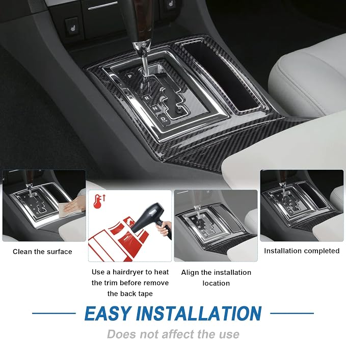 Real Carbon Fiber Gear Shift Panel Trim Cup Holder Panel Trim Compatible with Chrysler 300 2005-2007, Interior Decor Sticker Accessories