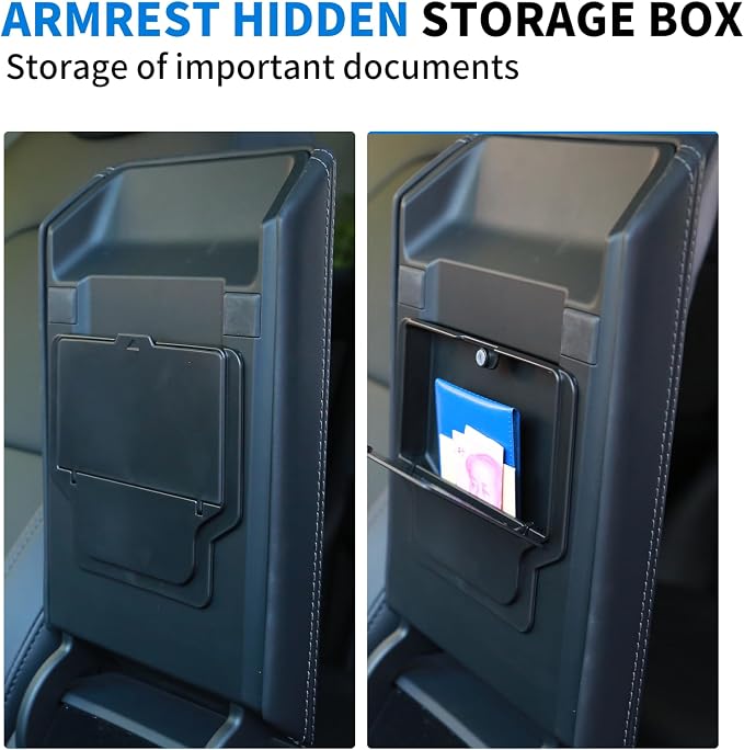8PCS Tesla Model Y Juniper Accessories 2026, Center Console Organizer Tray Armrest Storage Box with Silicone Mats, Hidden Storage Box, Cup Holder Insert, Camera Cover