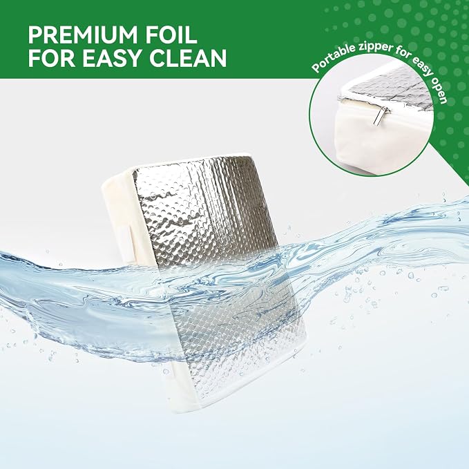 2 Pack RVINGPRO 14’’x14’’ RV Vent Insulator with Reflective Surface & No-Slip Design, RV Skylight Cover Fits for Standard RV Shower Skylight, with Storage Bag | 3 Layers to Reduce Heat Transfer