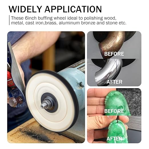 SCOTTCHEN 6inch Buffing Polishing Wheels 1/2" Arbor Hole,Soft/Fine/Medium for Bench Grinder-3PCS,with Buffing Polishing Cutting Compounds 7.4 Oz.Kit,with 2 Pack Non-Woven Bandage