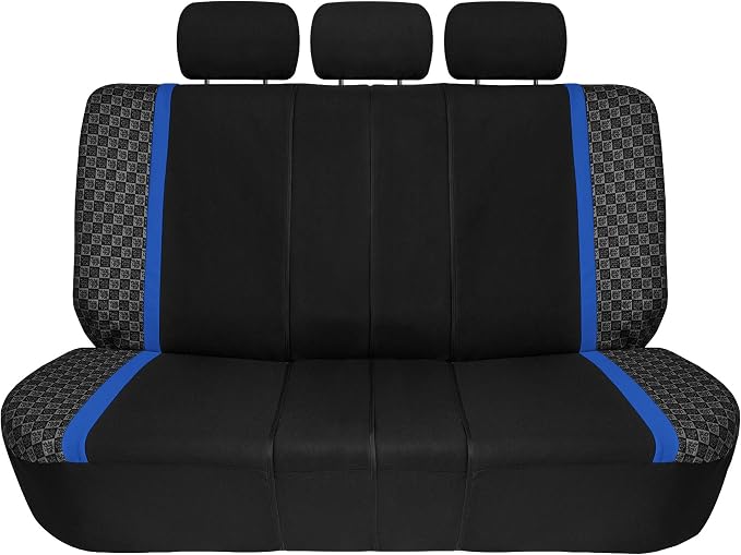 Blue Polyester Car Seat Covers - Full Set for Car, SUV, Van - Universal Fit Inside Including Front & Split Rear, Airbag Compatible, Machine Washable