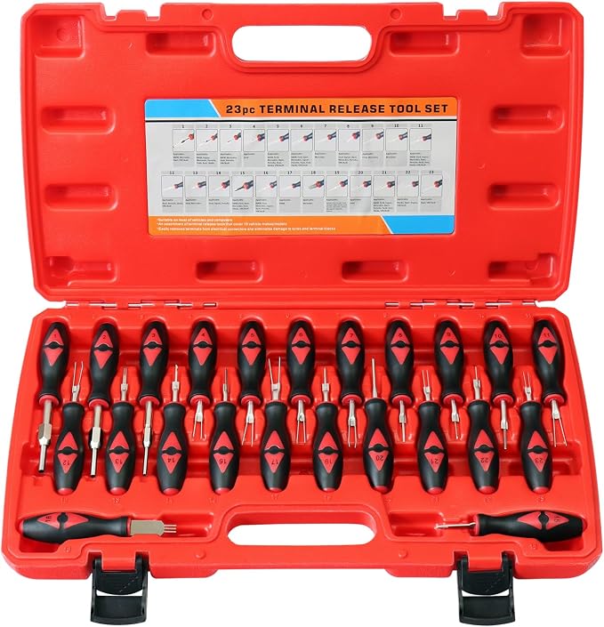 YSTOOL Terminal Release Kit, Universal Wire Connector Removal Pin Extractor Release Tool 23 PCS Set for American Domestic and Imported Vehicles