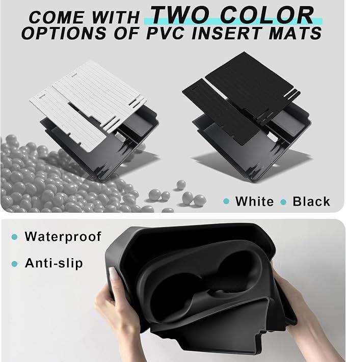 BestEvMod 4PCS Center Console Organizer Compatible with 2026 2025 Tesla Model Y Juniper | Standard Version | Accessories Armrest Storage Tray Cup Holder Wireless Charging Pad (TPE Bottom Tray)