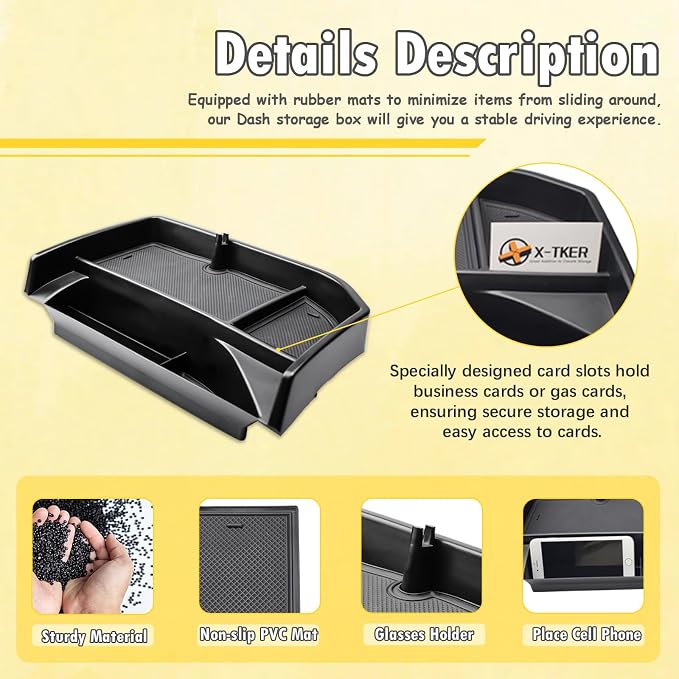 Center Console Divider & Dashboard Organizer Compatible with 2022 2023-2025 Chevy Silverado/GMC Sierra 1500 & 2024 2025 Silverado/Sierra 2500HD 3500HD Accessories, Dash Storage Tray Armrest Divider