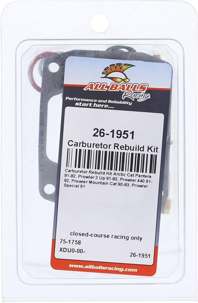 All Balls Racing 26-1951 Carburetor Rebuild Kit Compatible with/Replacement For Arctic Cat Pantera 1991-1992, Prowler 2 Up 1991-1992, Prowler 440 1991-1992, Prowler Mountain Cat 1990-1993