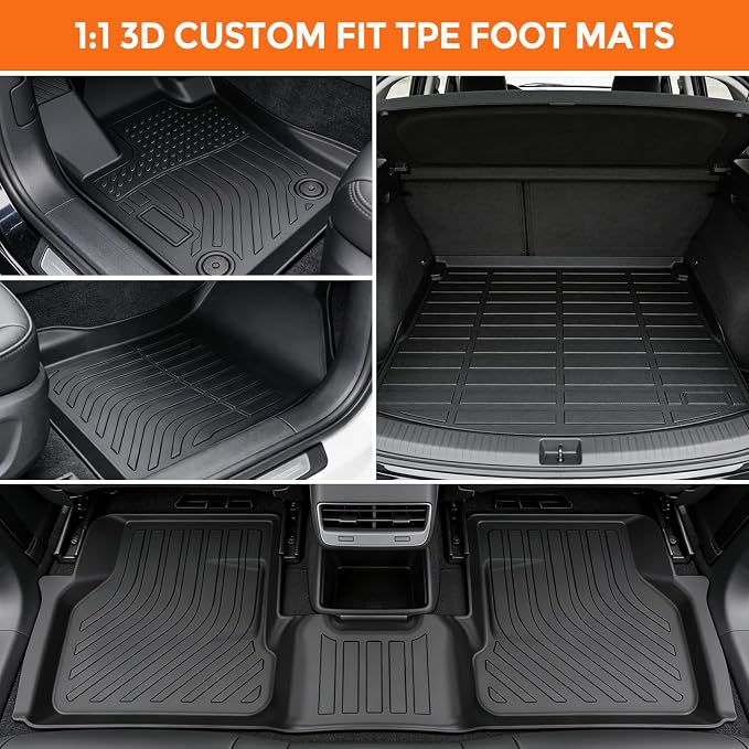 Floor Mats for Dodge Hornet GT/GT Plus & R/T Plug-in Hybrid 2023-2025, Custom Fit Heavy Duty TPE All Weather Protection, Waterproof Non-Slip Black (Two-Row Floor Mats & Cargo Liner)