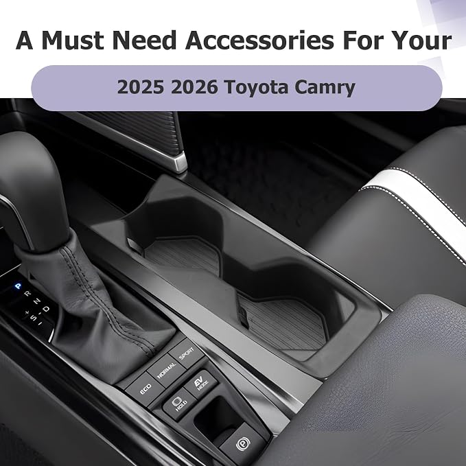 LUWU 2025 2026 Camry Center Console Cup Holder Compatible with 2025 2026 Toyota Camry (XSE/XLE/SE/LE) Interior Accessories Center Console TPE Material Cup Holder Insert